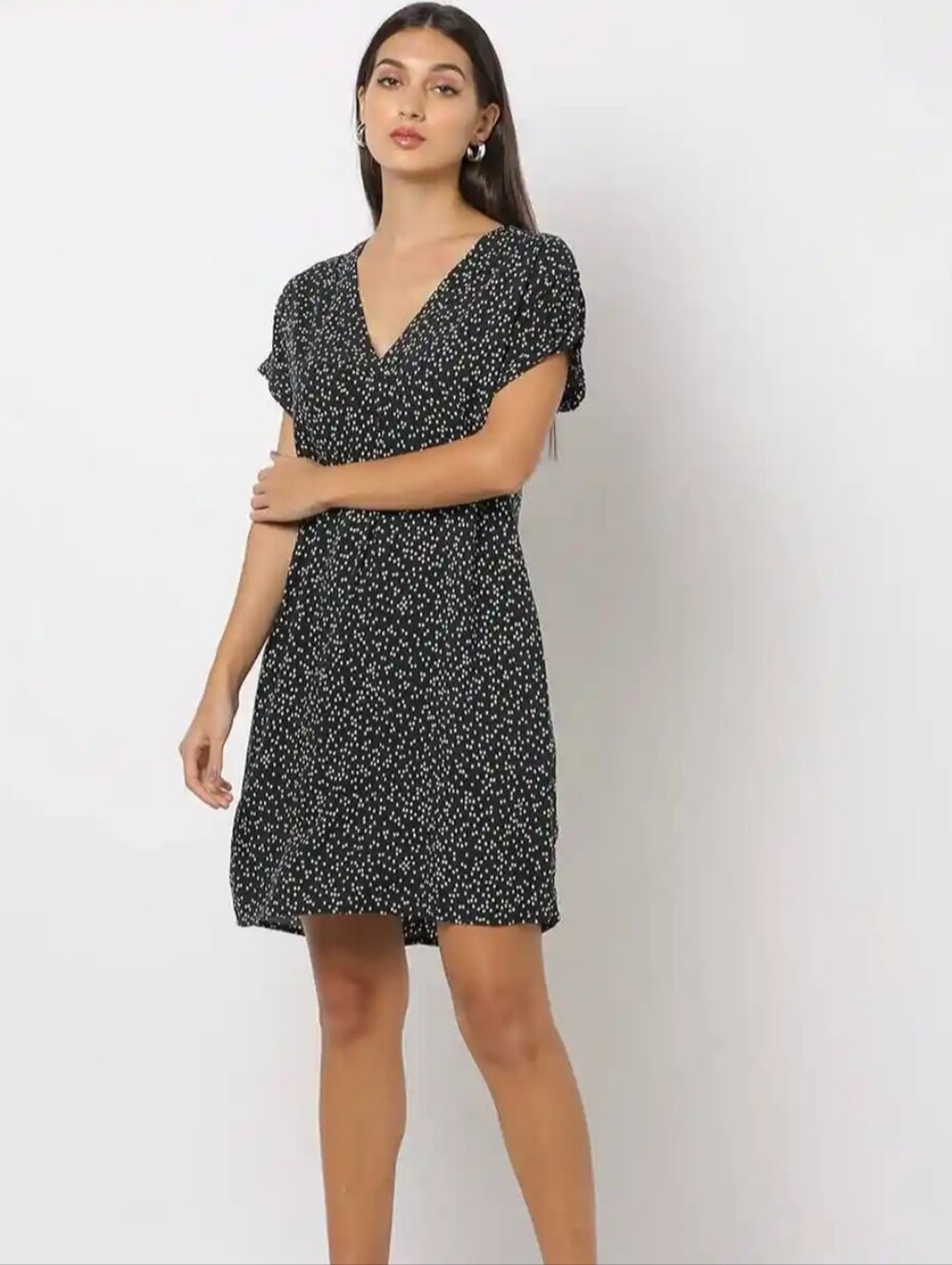 GAP Printed V-neck Shift Dress Black & White Size XXL
